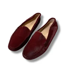 M. Gemi Felize Deep Wine Red Calf Hair Leather Italian Driving Loafers Size 8.5