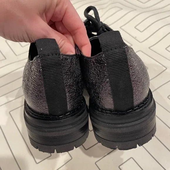 M. Gemi Gunmetal Lace Up Stacked Loafer s