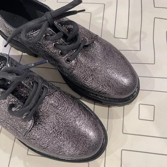 M. Gemi Gunmetal Lace Up Stacked Loafer s