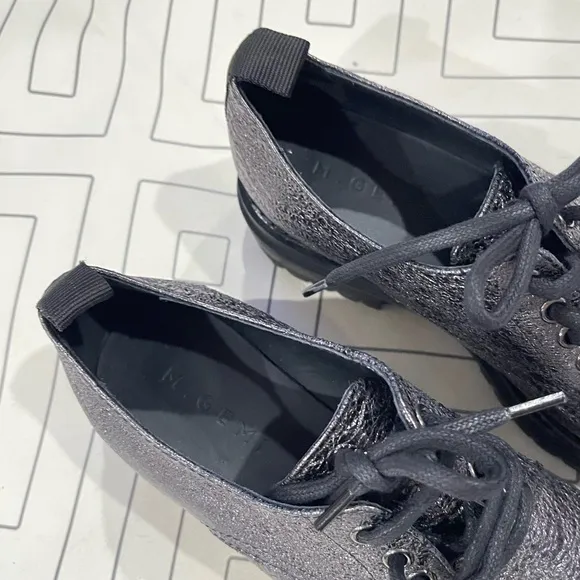 M. Gemi Gunmetal Lace Up Stacked Loafer s