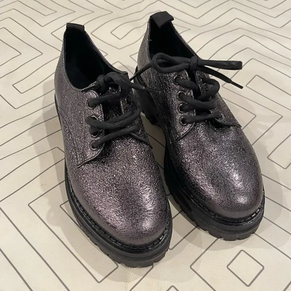 M. Gemi Gunmetal Lace Up Stacked Loafer s