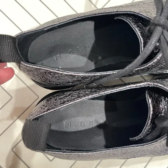 M. Gemi Gunmetal Lace Up Stacked Loafer s
