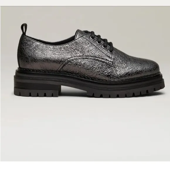 M. Gemi Gunmetal Lace Up Stacked Loafer s