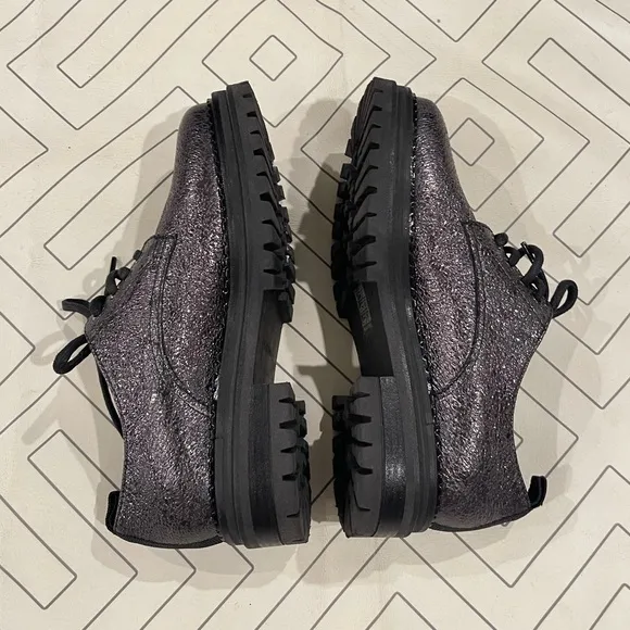 M. Gemi Gunmetal Lace Up Stacked Loafer s