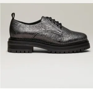 M. Gemi Gunmetal Lace Up Stacked Loafer s