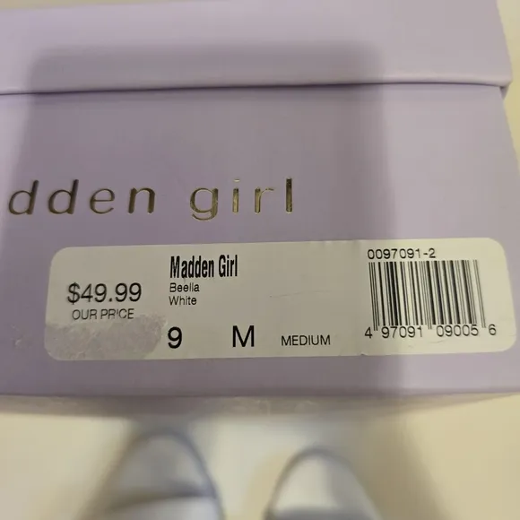 MADDEN GIRL White Block Heel Sandals Ankle Strap Open Toe Shoes Size 9M