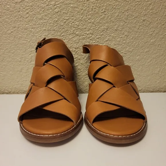 Madewell Desert Camel Cindy Leather Heeled Slingback Sandals Size 9½