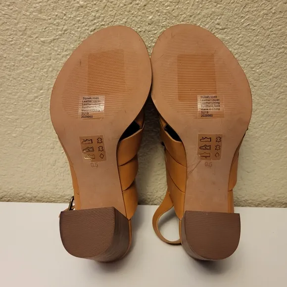 Madewell Desert Camel Cindy Leather Heeled Slingback Sandals Size 9½