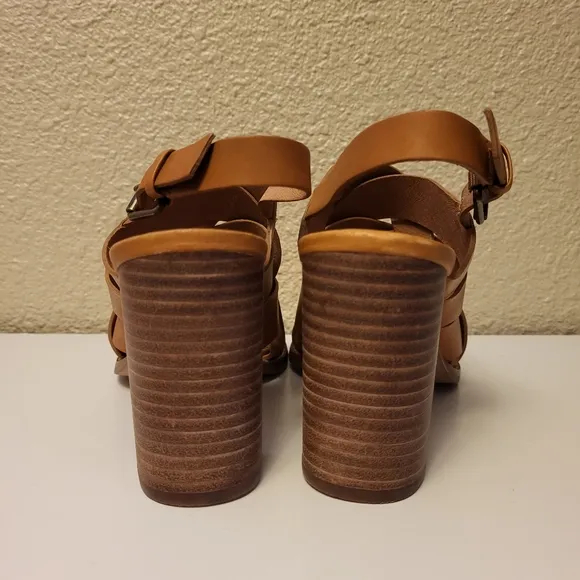 Madewell Desert Camel Cindy Leather Heeled Slingback Sandals Size 9½