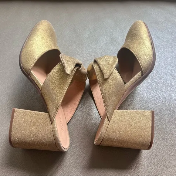 Madewell Gold Women's Mules with Bow Detail