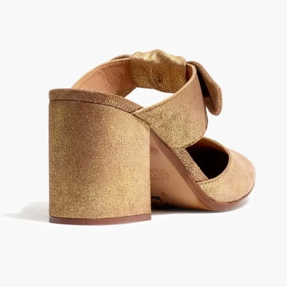 Madewell Gold Women's Mules with Bow Detail
