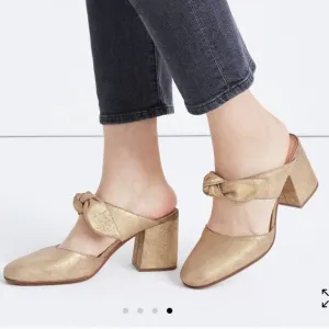 Madewell Gold Women's Mules with Bow Detail