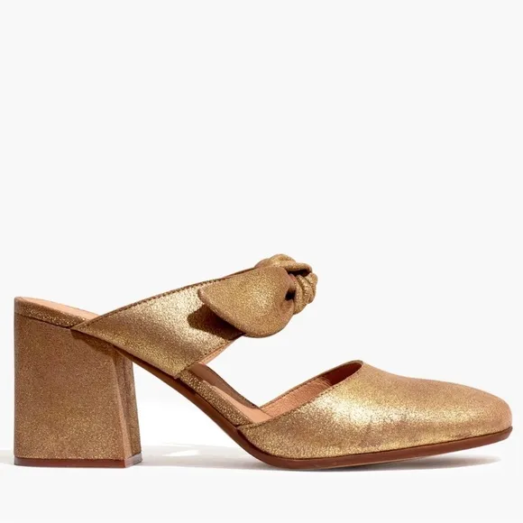 Madewell Gold Women's Mules with Bow Detail