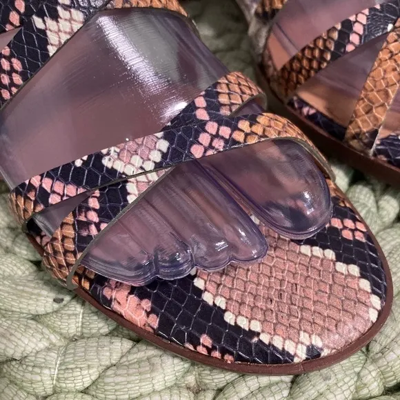Madewell Lori Stappy Multi Color Snakeskin Leather Low Heel Sandal NWT