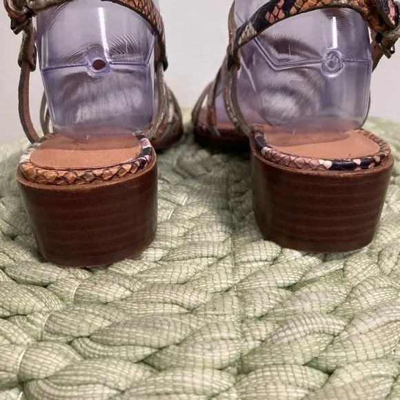 Madewell Lori Stappy Multi Color Snakeskin Leather Low Heel Sandal NWT