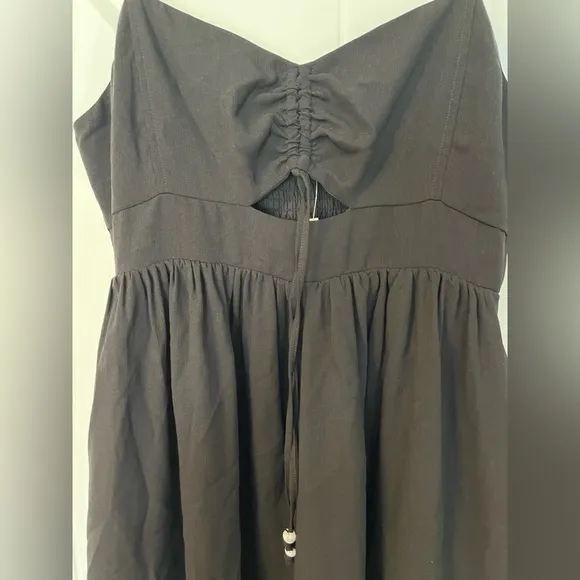 Madewell Ruched Keyhole Tiered Midi Dress NF865 Black