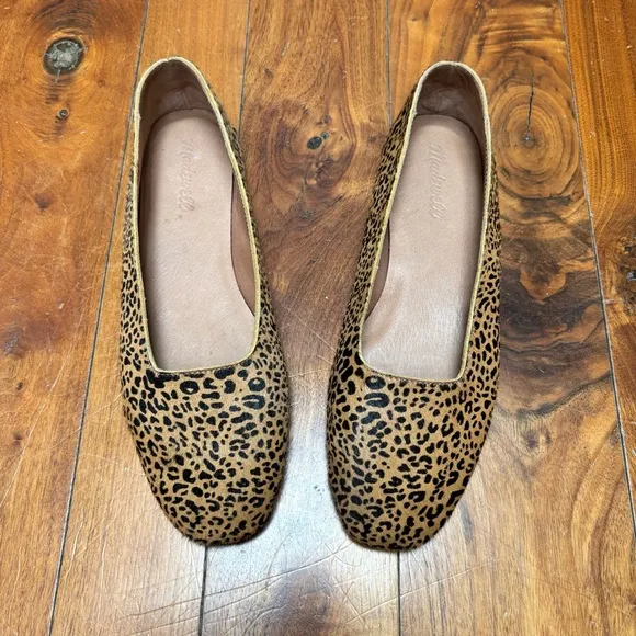 Madewell The Cory Flat in Leopard Calf Hair Desert Dune 9.5