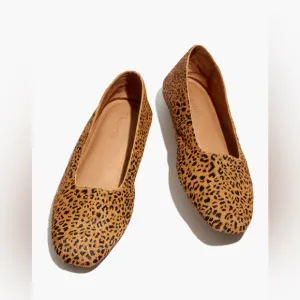 Madewell The Cory Flat in Leopard Calf Hair Desert Dune 9.5