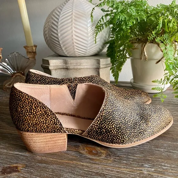 Madewell ‘The Lucie’ Spotted Calf Hair Bootie Boots Slip On Flats Shoe Women’s 9