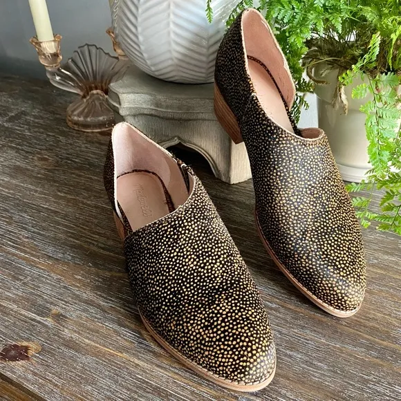Madewell ‘The Lucie’ Spotted Calf Hair Bootie Boots Slip On Flats Shoe Women’s 9