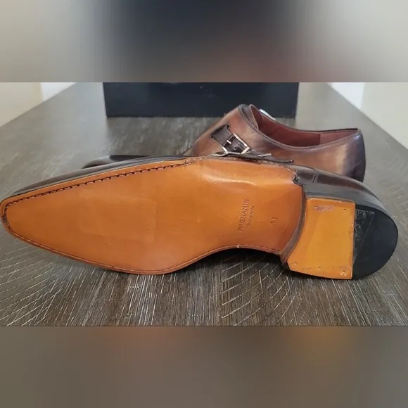 Magnanni 18727 Mens Triple Brown Buckle Monk Strap Dress Shoes Sz 41 or 8 NIB