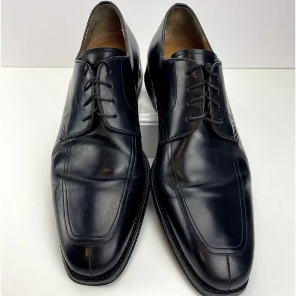 MAGNANNI Black Leather Apron Toe Derby Shoes Mens US (9) Spain Lace Dress