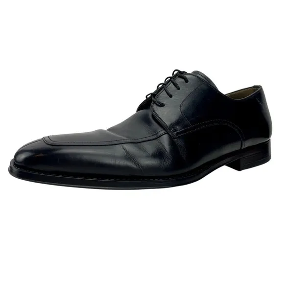 MAGNANNI Black Leather Apron Toe Derby Shoes Mens US (9) Spain Lace Dress