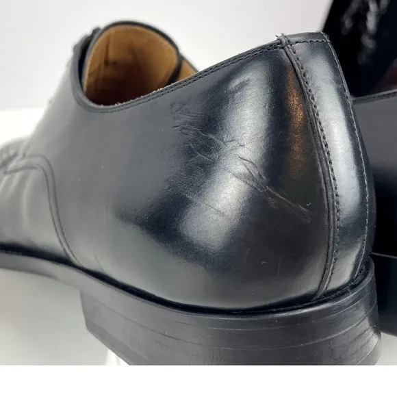 MAGNANNI Black Leather Apron Toe Derby Shoes Mens US (9) Spain Lace Dress