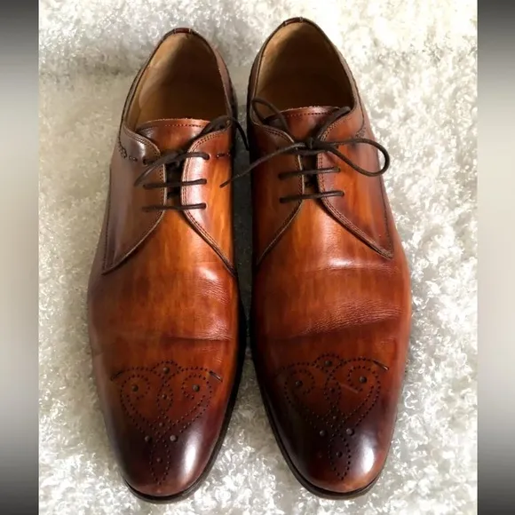 Magnanni Cordero Medallion Toe Derby in Cognac Leather Dress Shoes