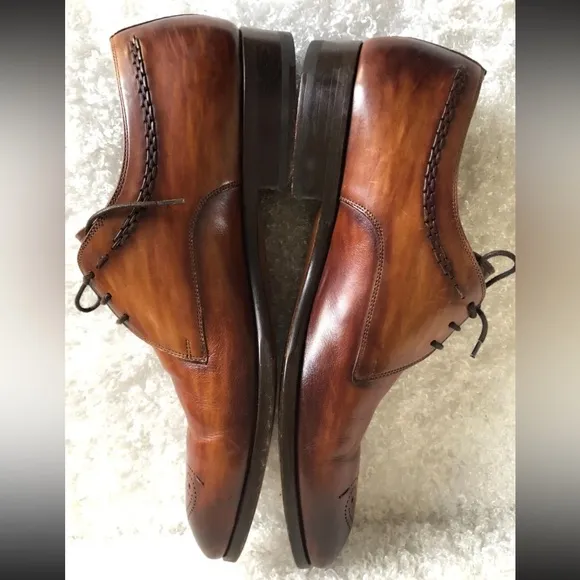 Magnanni Cordero Medallion Toe Derby in Cognac Leather Dress Shoes