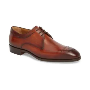 Magnanni Cordero Medallion Toe Derby in Cognac Leather Dress Shoes