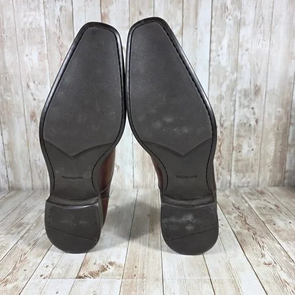 Magnanni Diversa Brown Leather Dress Shoes Oxford Brogue Cap Toe 10.5M