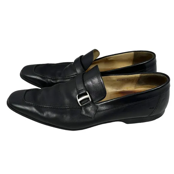 Magnanni Marcus Loafer Mens 13 M Dress Shoes Black Leather 14097 Buckle Strap