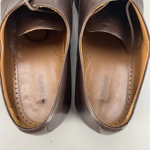 Magnanni Men’s Size 13 Dress Shoes Shaded Brown Leather Cap Toe Oxfords Lace Up