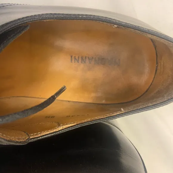 Magnanni Oxford Dress Shoes Black Leather Apron‎ Toe SPAIN Mens Size US 91/2