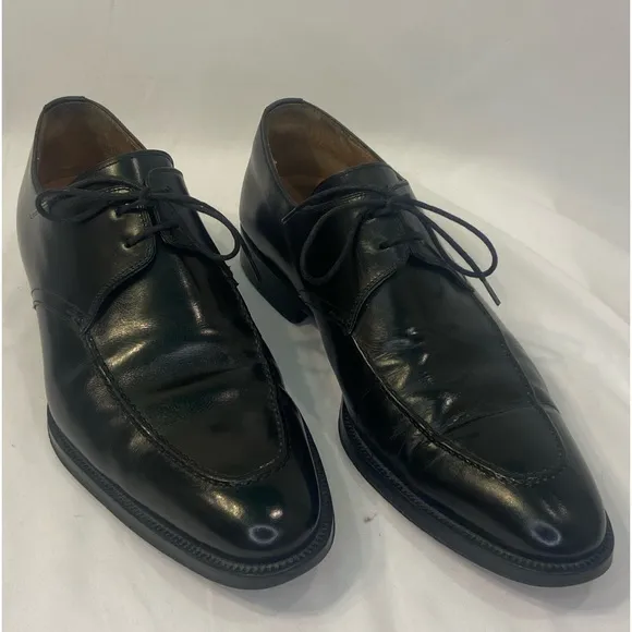 Magnanni Oxford Dress Shoes Black Leather Apron‎ Toe SPAIN Mens Size US 91/2