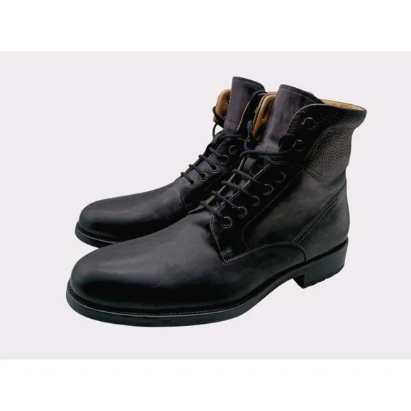 MAGNANNI 'Peyton III' Mens Black/Burgundy Leather Boots Sz 10 M Shoes Spain $425