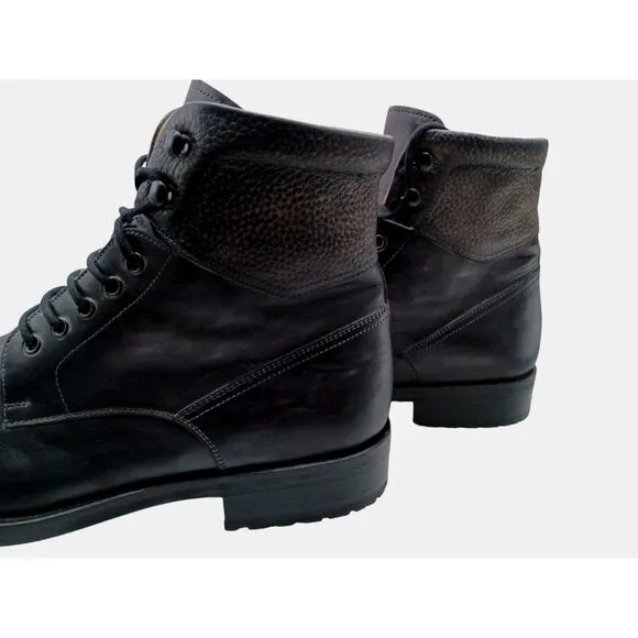 MAGNANNI 'Peyton III' Mens Black/Burgundy Leather Boots Sz 10 M Shoes Spain $425