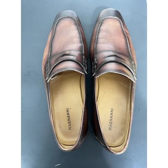 Magnanni Ramiro II Penny Leather Loafer Mens Sz 8 1/2M Brown 18041  Dress Shoes
