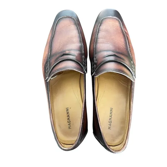 Magnanni Ramiro II Penny Leather Loafer Mens Sz 8 1/2M Brown 18041  Dress Shoes