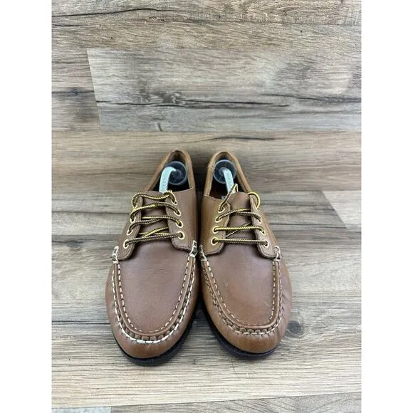 Maine Woods Leather Moccasin Brown Lace up Size 8 womans