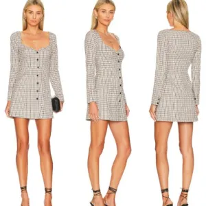Majorelle Dixie Multi Gingham Long Sleeve Button Front Mini Dress Gray Womens XS