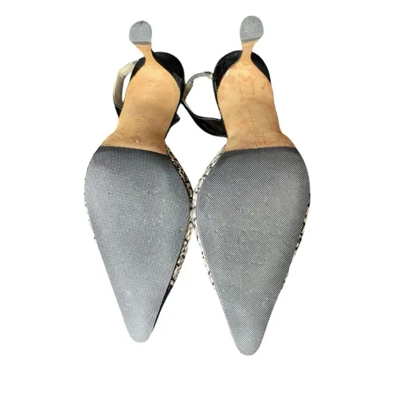 Manolo Blahnik Carolyne Black/White Slingback Heels