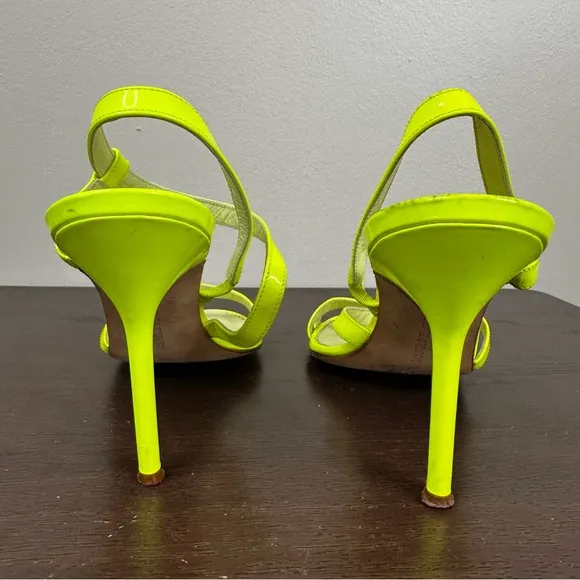 Manolo Blahnik Neon Yellow Strappy Stiletto Heel Sandals Womens 35.5