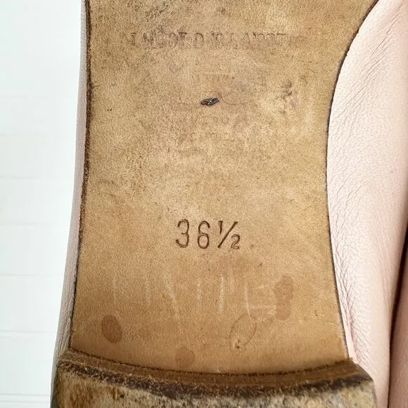 Manolo Blahnik Vintage Flats Ballet Pale Pink Leather Square Toe Ballerimu 36.5