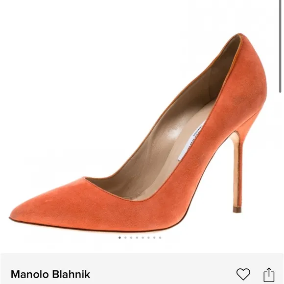 MANOLO BLAHNIK100 mm Suede Stiletto Pumps Orange size 36.5 US 6.5