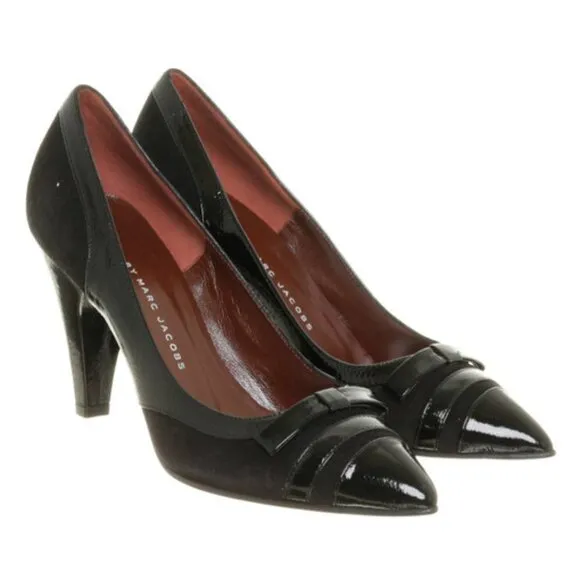 MARC BY MARC JACOBS Court Shoes Heel 3 5/16in Bow Leather Velvet &amp; Patent 39.5