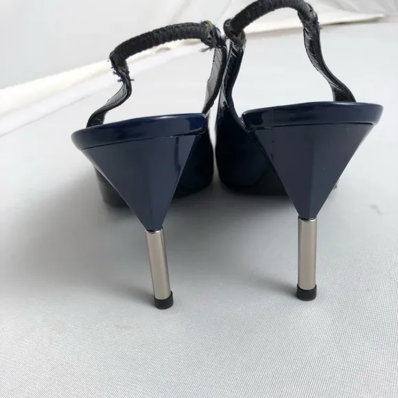 Marc by Marc Jacobs navy patent leather sling back shoes