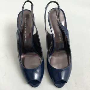 Marc by Marc Jacobs navy patent leather sling back shoes