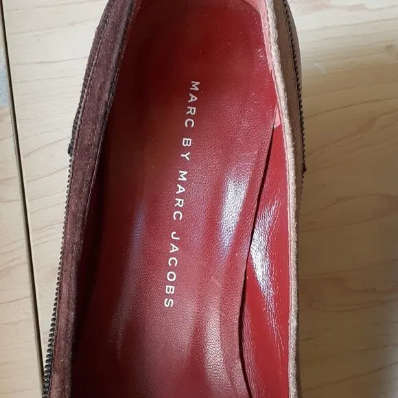 MARC BY MARK JACOBS Pumps Sz 7 Patchwork SUEDE Heel Avante Garde Career VINTAGE
